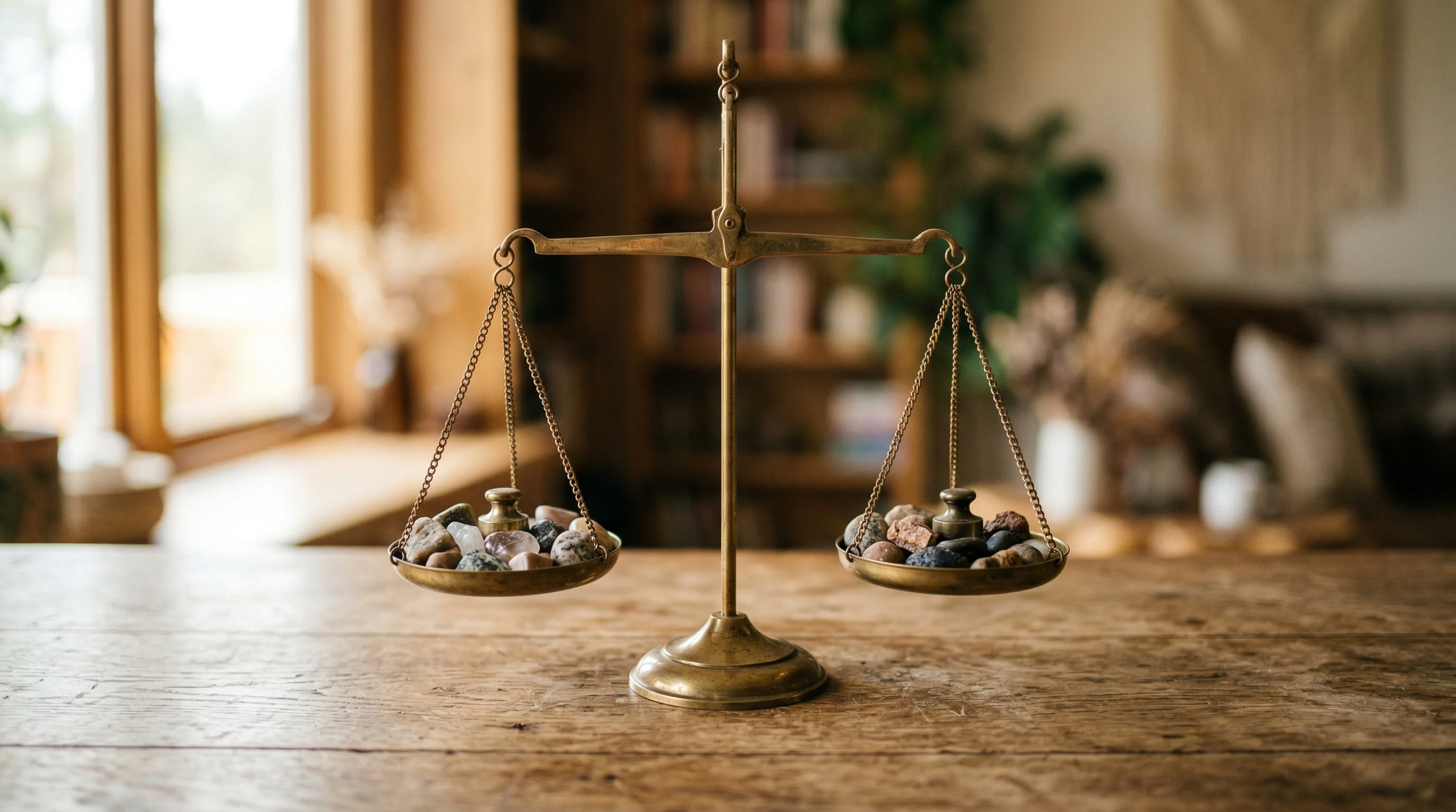 KI Anrufbeantworter: Gleichgewichtswaage symbolisiert Möglichkeiten und Grenzen des KI Anrufbeantworters